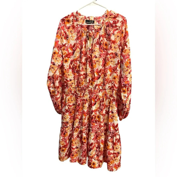 Suzanne Betro tie notch neck smock waist dress size XL - Picture 2 of 9